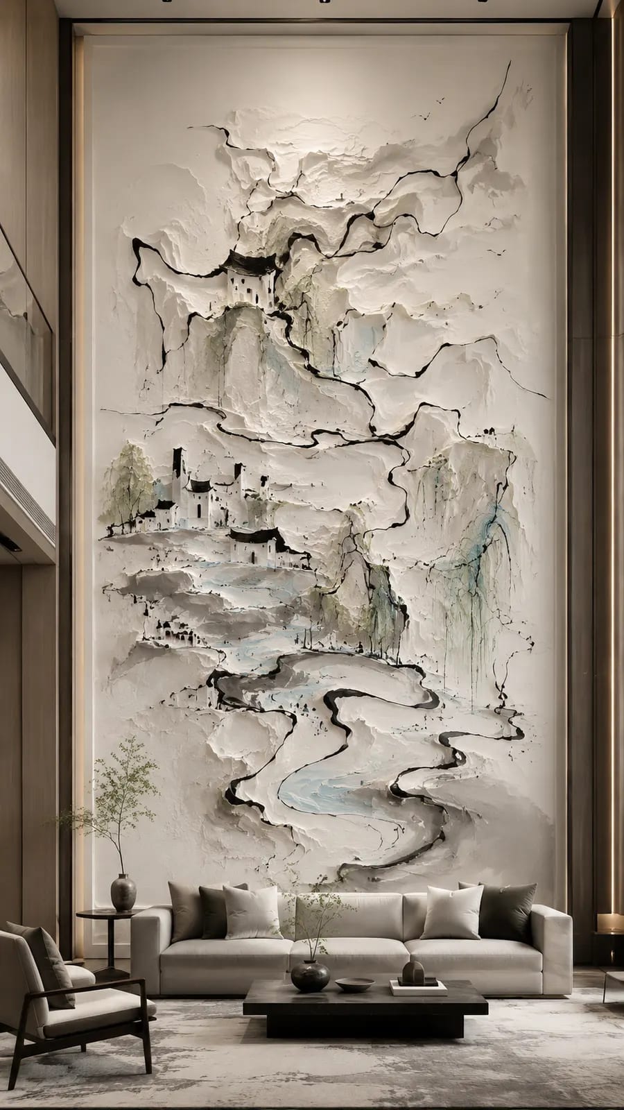 线性地景,东方构成浮雕空间效果参考