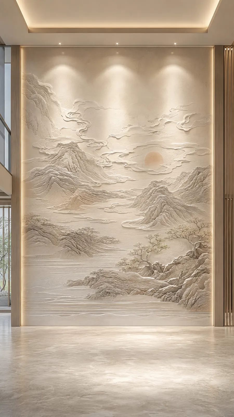 远山含黛,山水意境浮雕空间效果参考