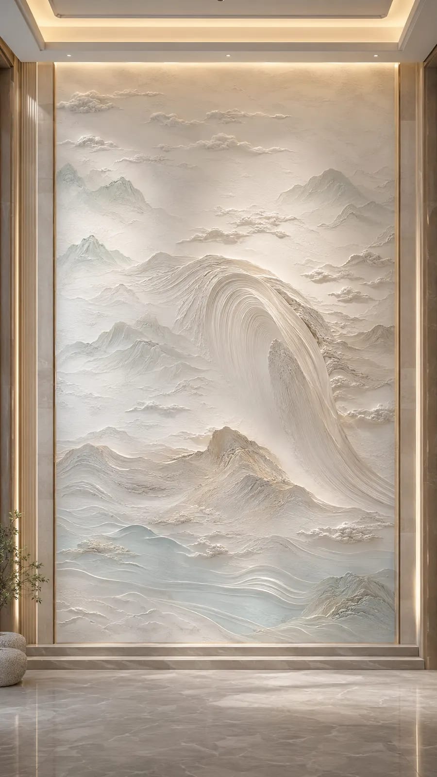烟岚入画 · 02,山水意境浮雕空间效果参考