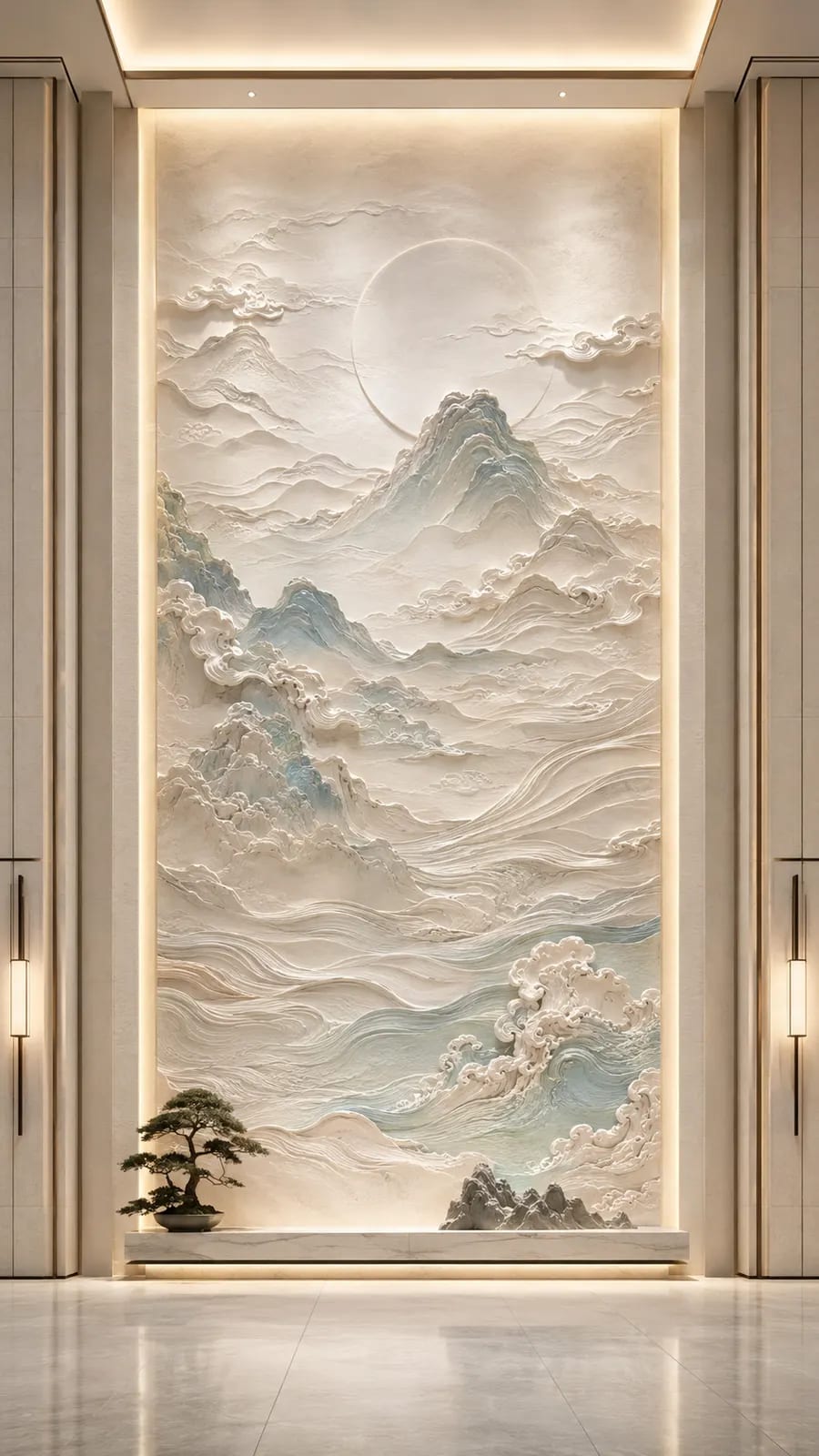 空山新雨,山水意境浮雕空间效果参考