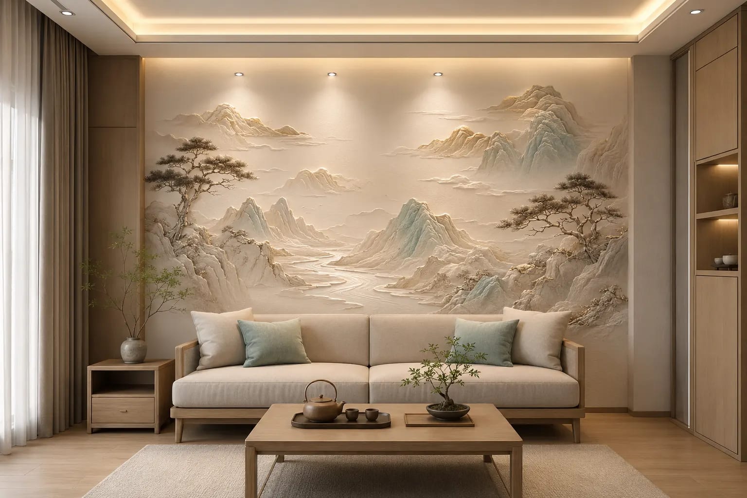 山月照庭 · 03,山水意境浮雕空间效果参考
