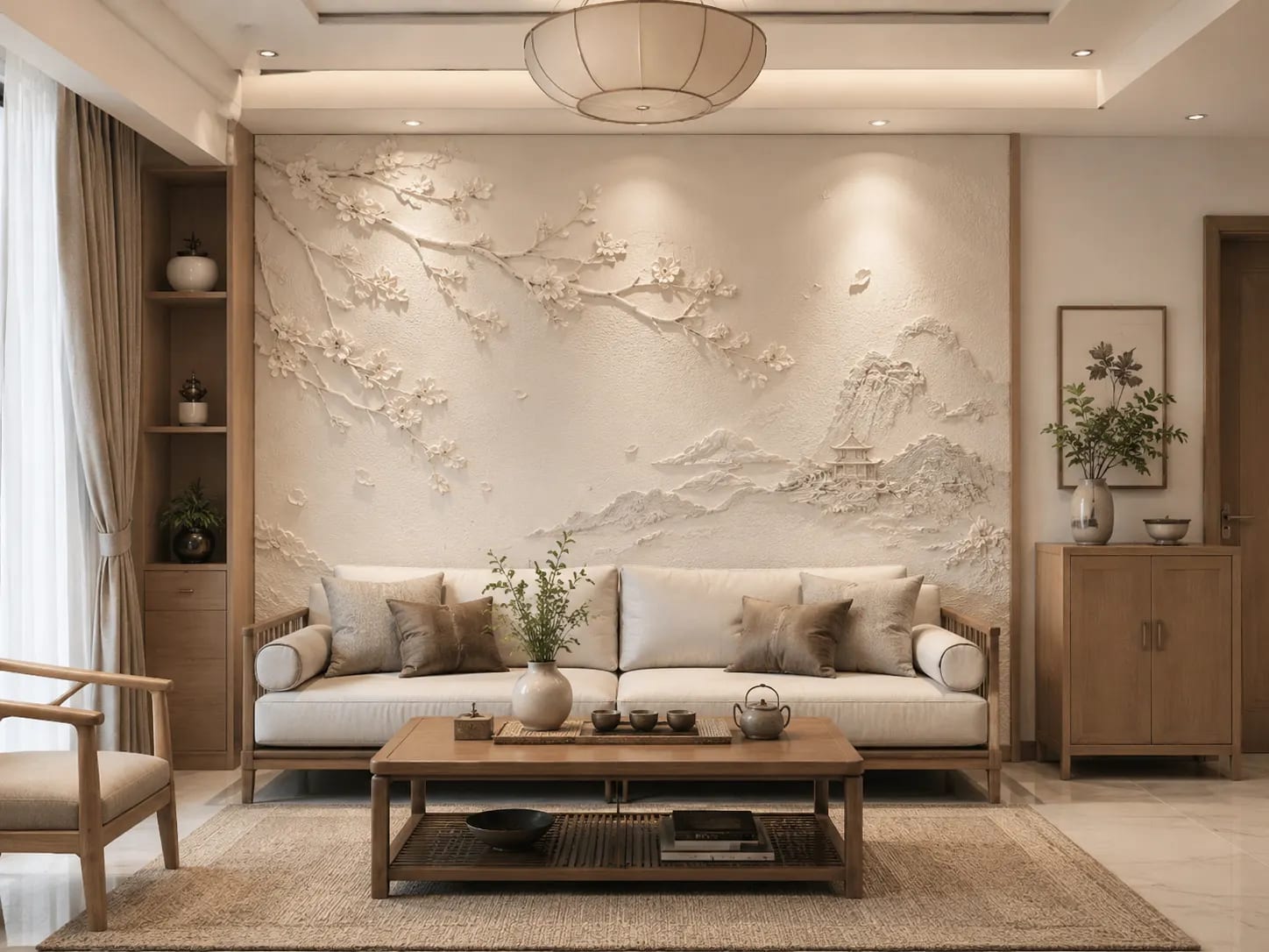 玉兰含光,花鸟清韵浮雕空间效果参考
