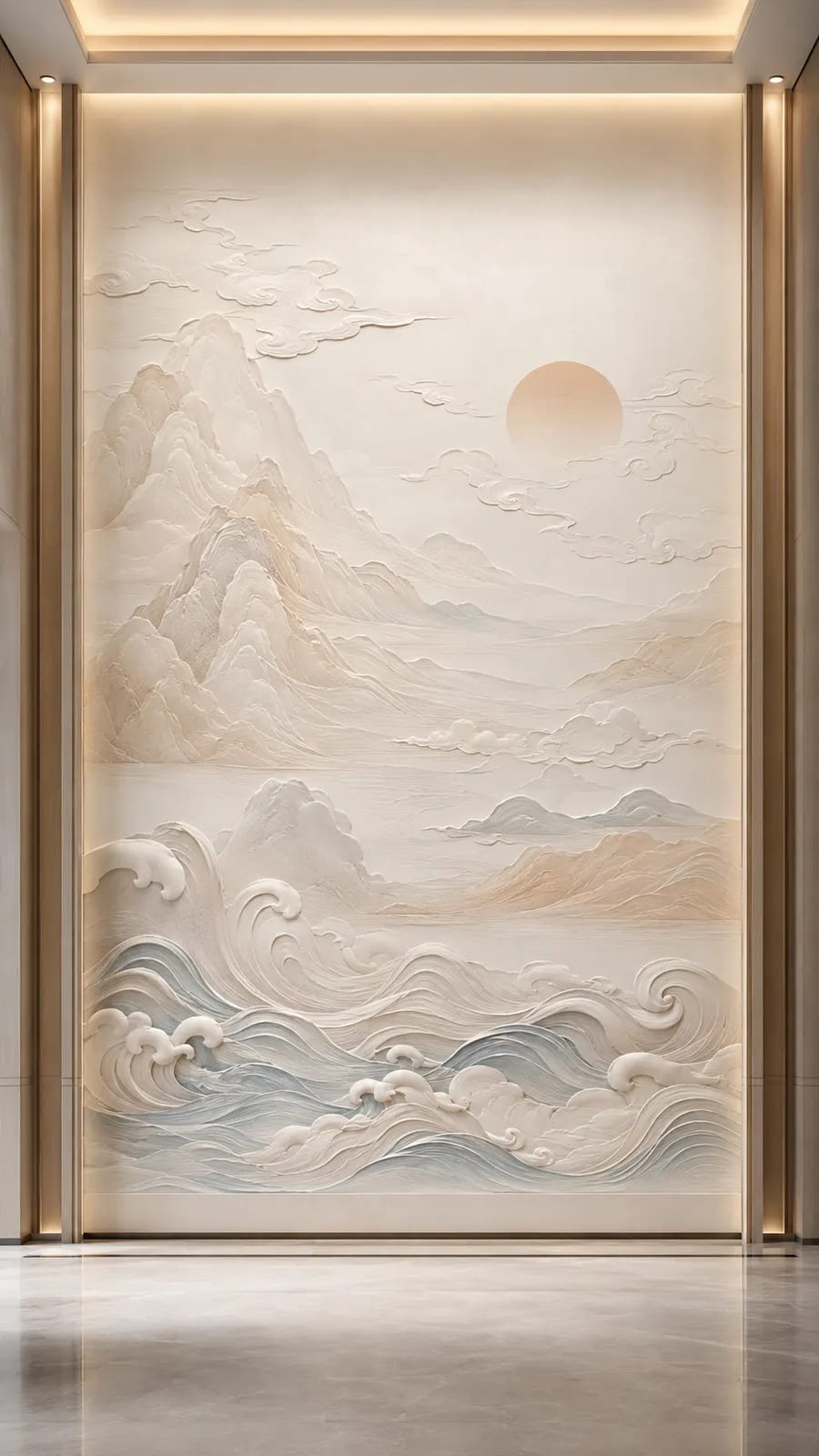 潮痕入境 · 02,海潮波纹浮雕空间效果参考